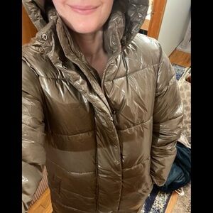 Target A New Day brown taupe Shiny Puffer Jacket